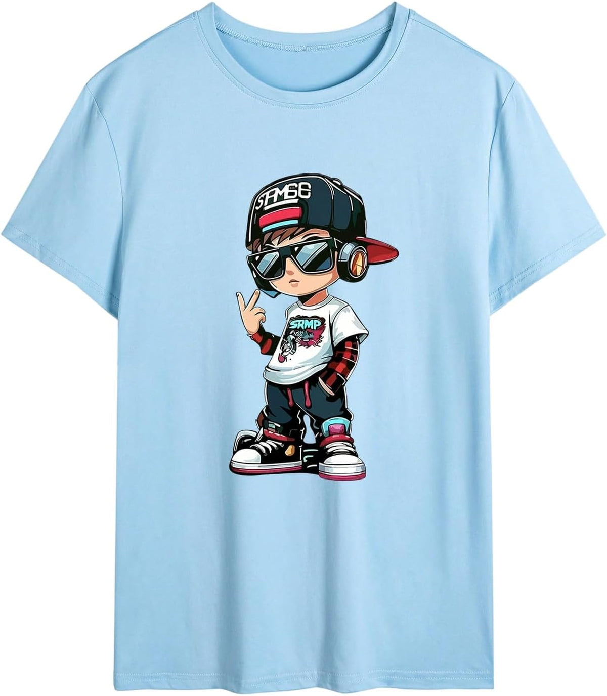 VIPWOLF Boy's Letter Print Casual T Shirts Summer Short Sleeve Baggy Graphic Tees