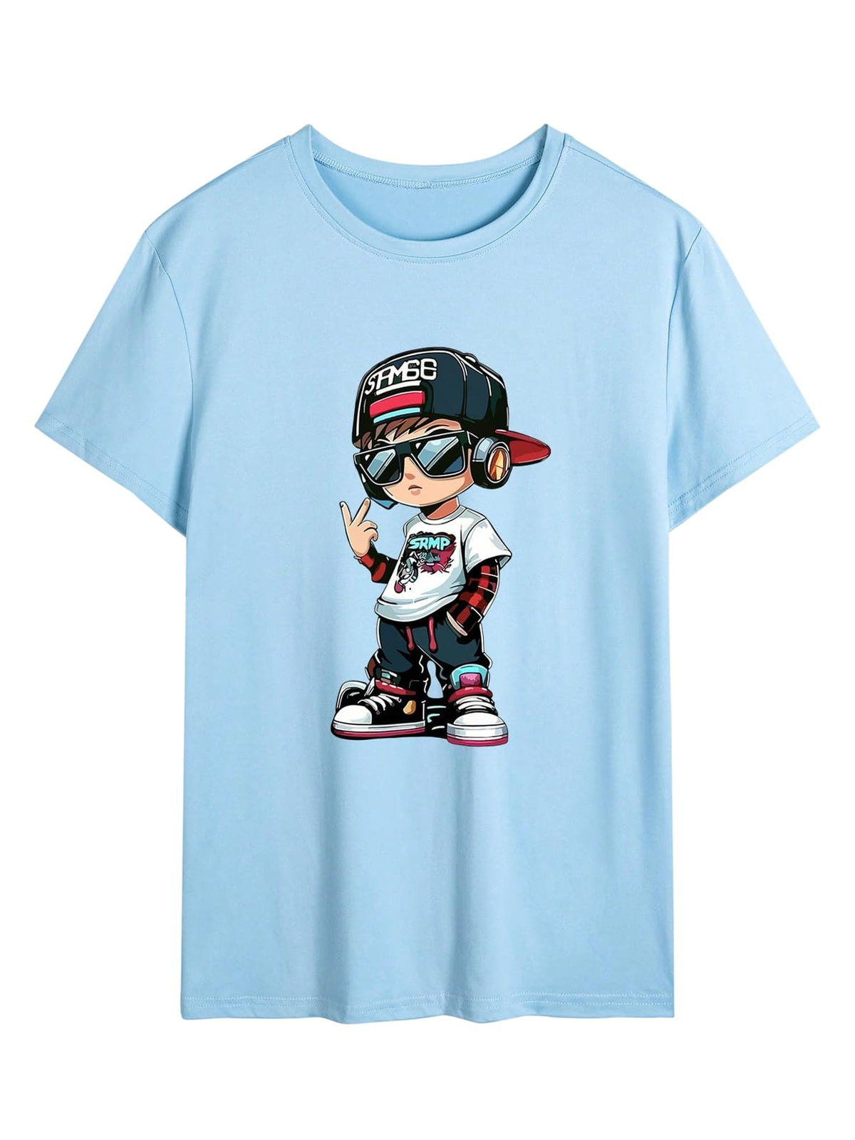 VIPWOLF Boy's Letter Print Casual T Shirts Summer Short Sleeve Baggy Graphic Tees