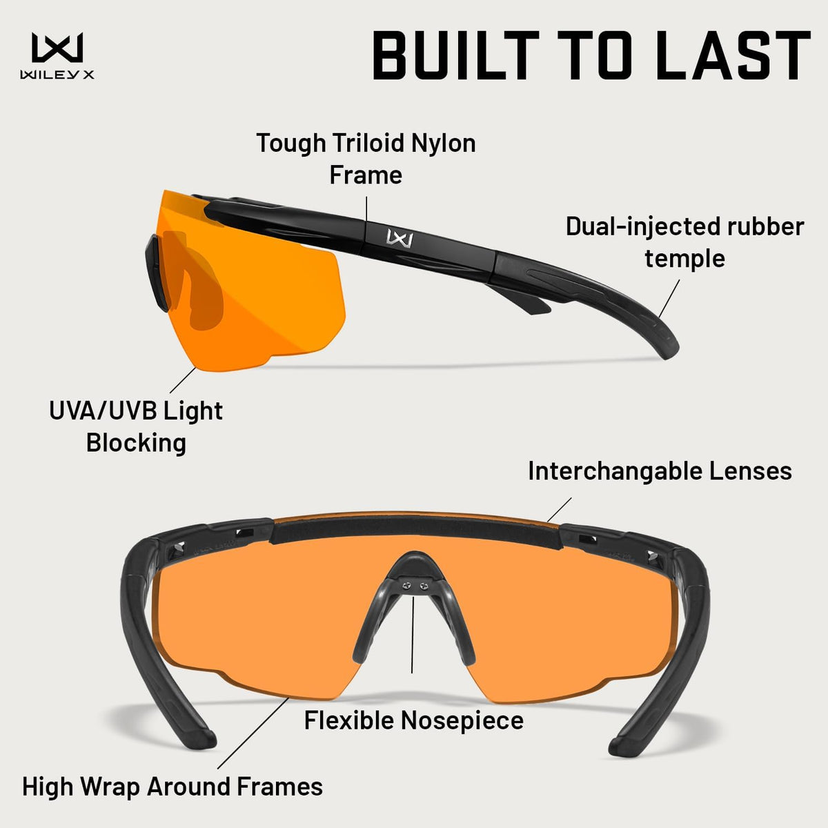 Wiley X Saber Advanced Sunglasses ANSI Z87.1+