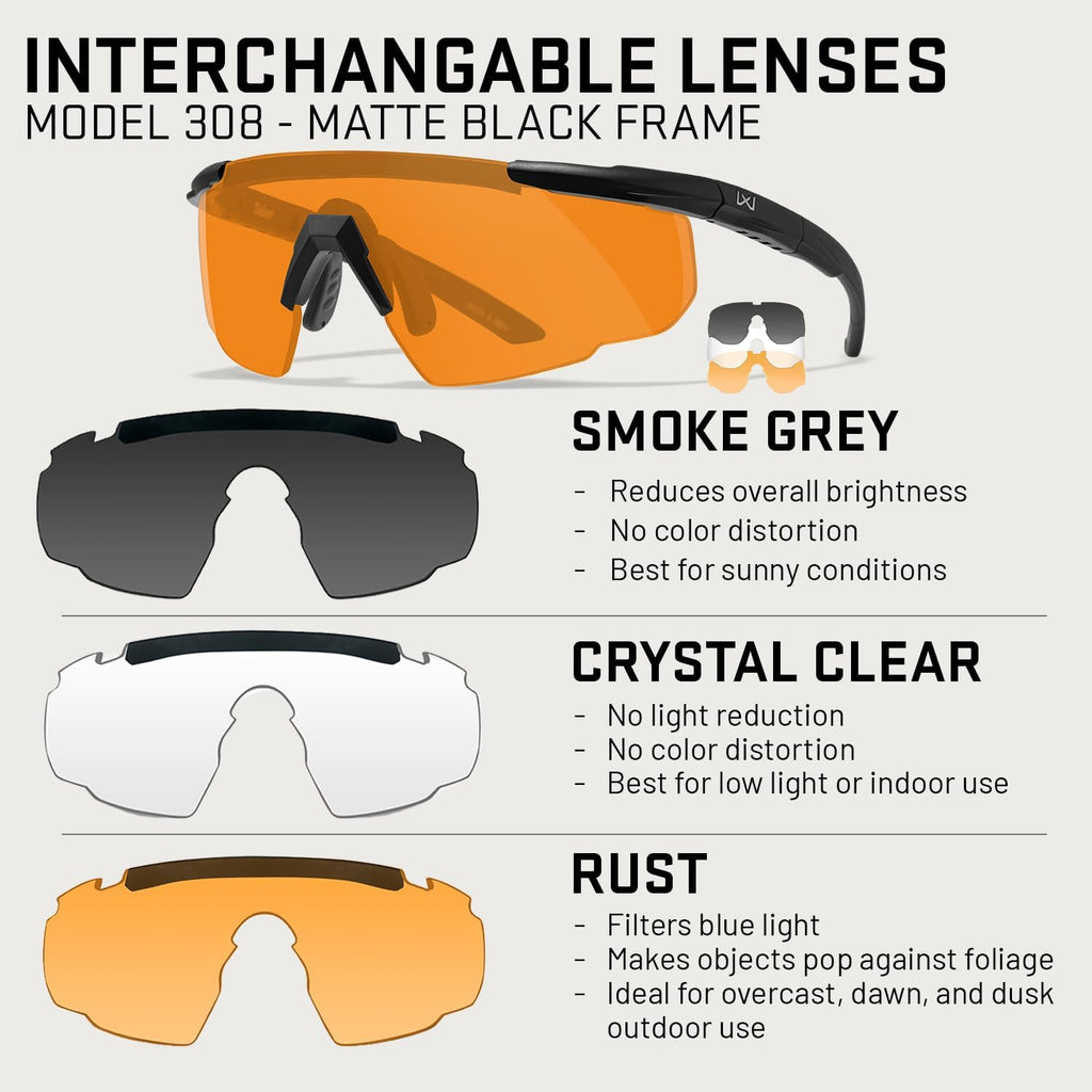Wiley X Saber Advanced Sunglasses ANSI Z87.1+