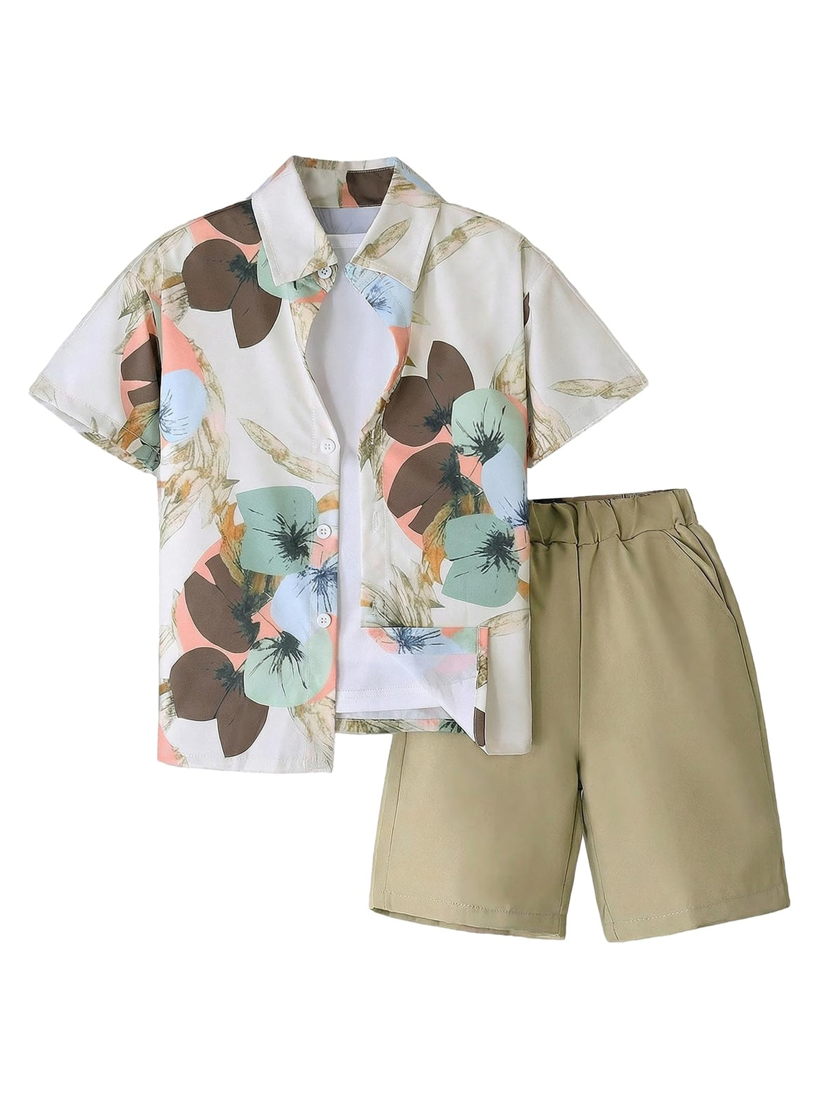VIPWOLF Boy's Vacation Outfits Short Sleeve Button Down Shirt & Shorts