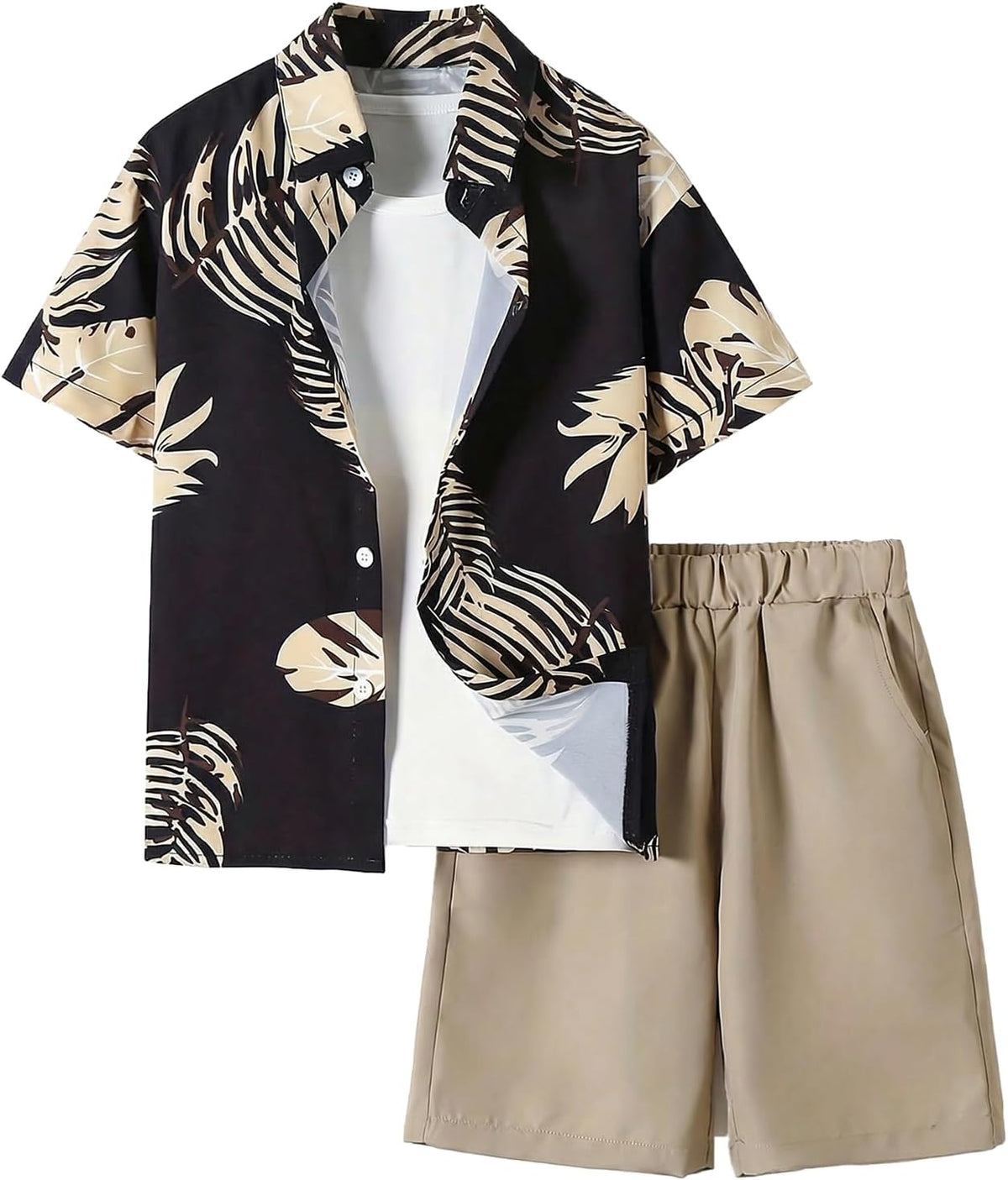 VIPWOLF Boy's Vacation Outfits Short Sleeve Button Down Shirt & Shorts