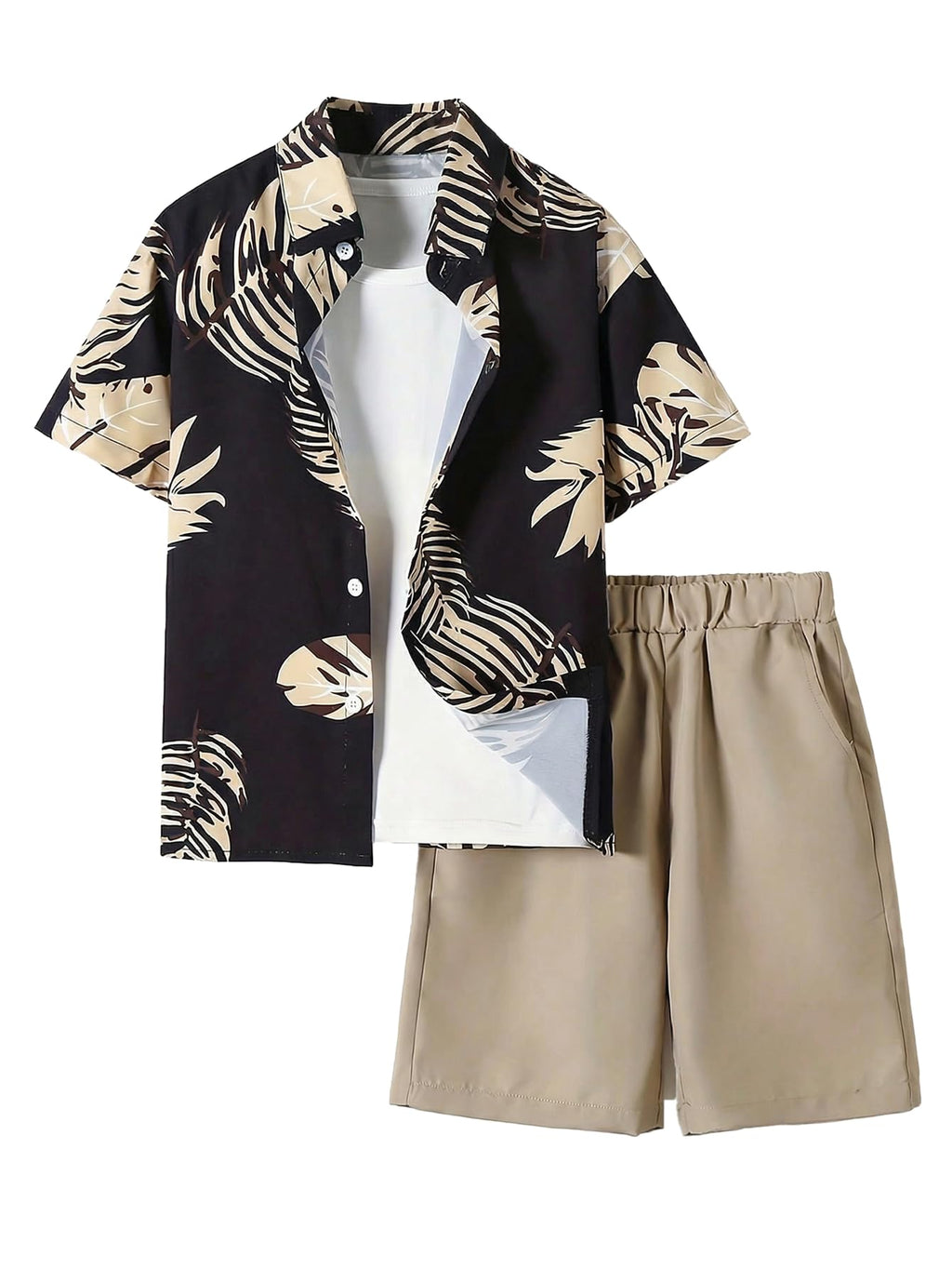 VIPWOLF Boy's Vacation Outfits Short Sleeve Button Down Shirt & Shorts