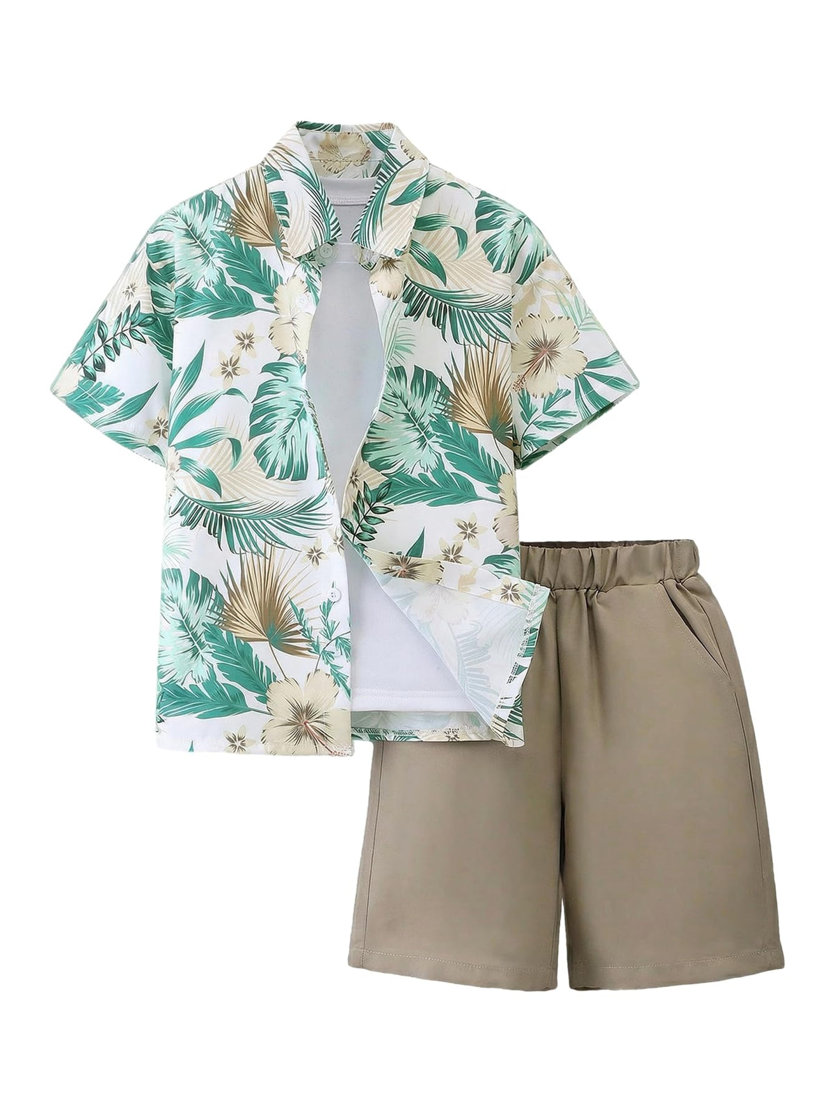 VIPWOLF Boy's Vacation Outfits Short Sleeve Button Down Shirt & Shorts