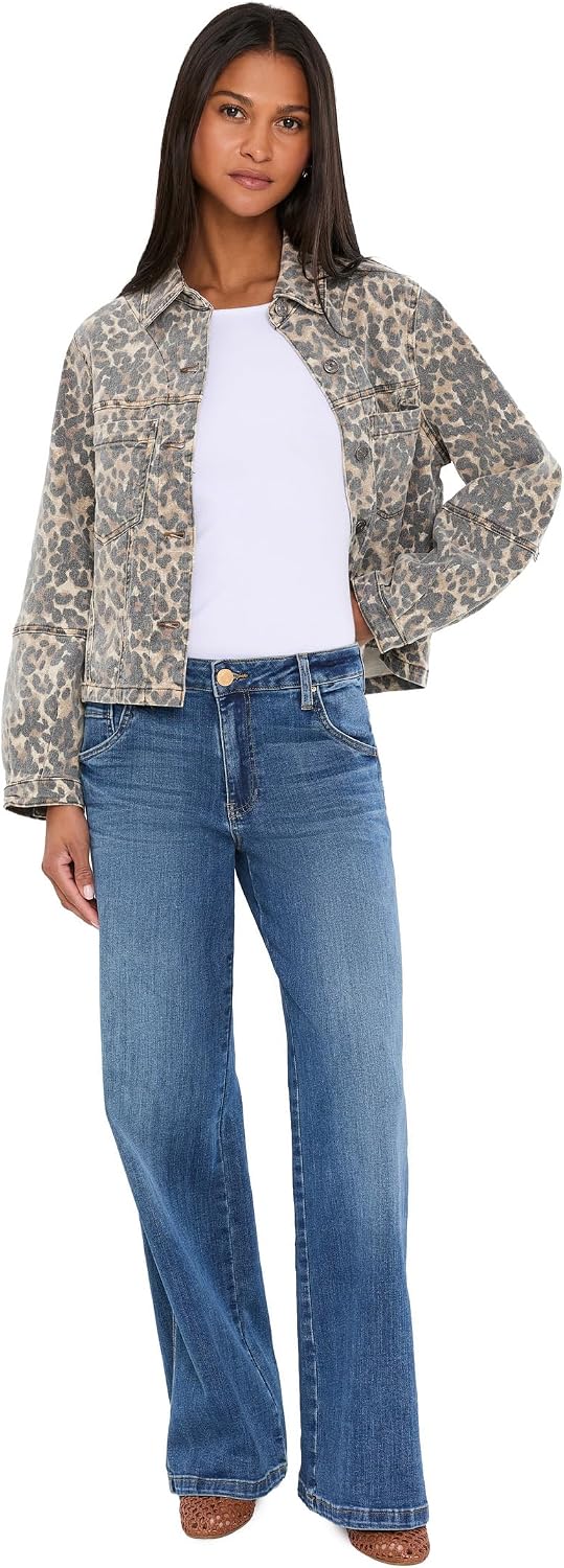 KUT from the Kloth Women's Jeans High-Rise Wide Leg Dip Scoop Pockets