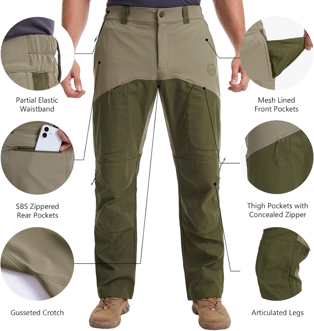 BASSDASH Splice-LW Men's Hunting Pants with Knee Pads, Water Resistant